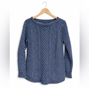 L.L.Bean Signature Fisherman Cable Knit Cotton Tunic Sweater M